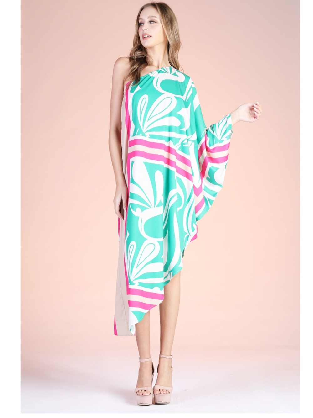 Tyche Green & Pink Graphic Dress